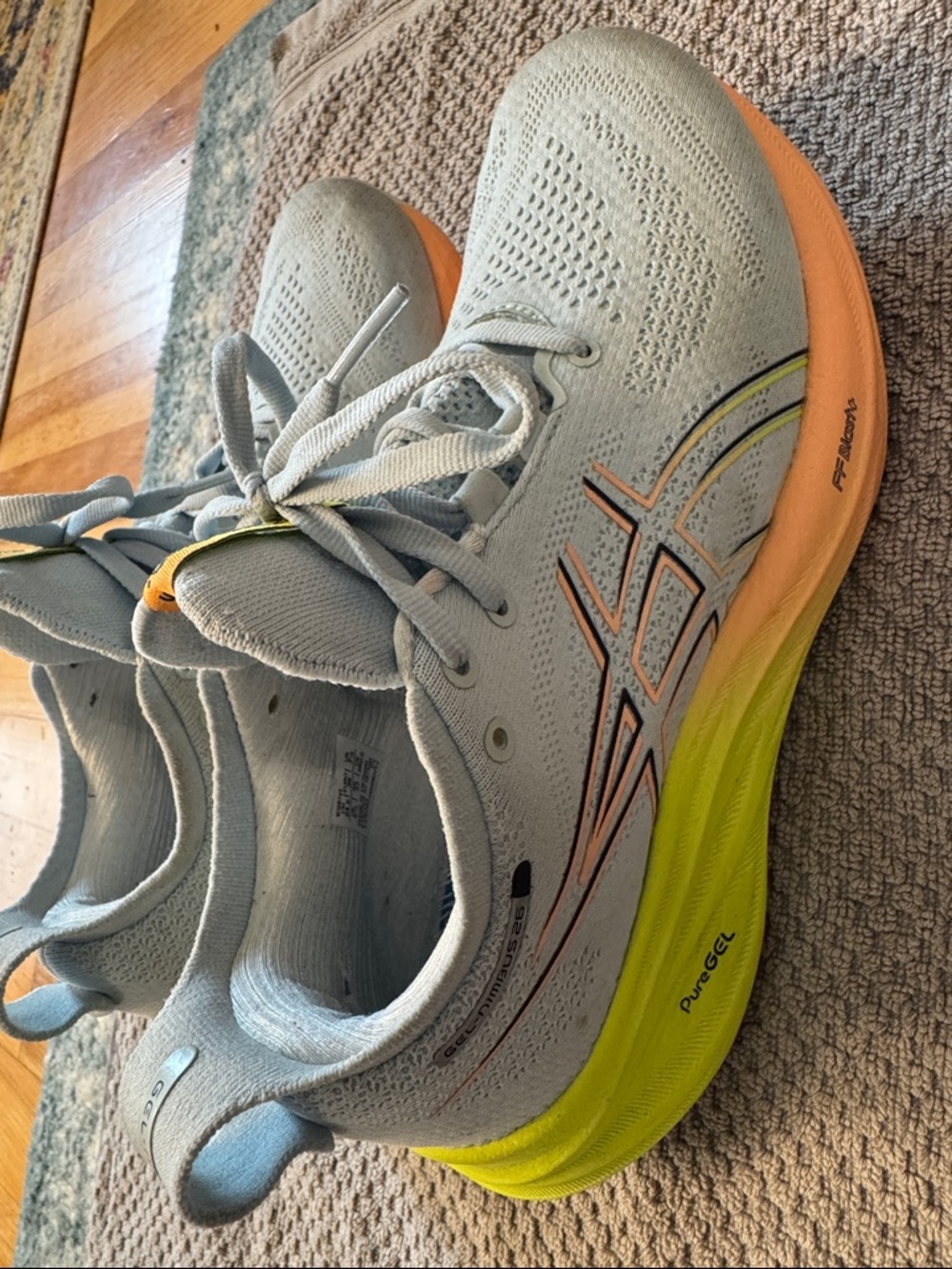 ASICS Women’s Gel Nimbus 26. Pale Blue, Yellow, Orange